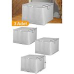3 Adet - Mini Boy Gri Benekli Kıyafet / Nevresim Hurcu - 45X40X30 cm - Lacivert - 75 x 45
