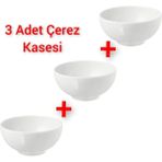 3 Adet Mini Çerez Servis Kasesi 6X13 cm Ikea 3'lü Set Porselen Kase Beyaz Renk Çerezlik Hacim 400 ml