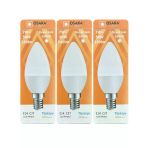 (3 Adet) Osaka 7W (50W) Beyaz Işık (6500K) E14 Duylu (İnce Duy) Led Mum Ampul