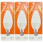 (3 Adet) Osaka 9W (70W) Sarı Işık (3000K) E14 Duylu (İnce Duy) Led Mum Ampul