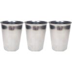 3 Adet Paslanmaz Çelik Krom Bardak 9 x 7,5 x 5,5cm - 10 Adet - 300 ml