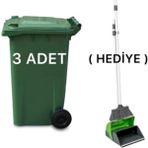 3 Adet Plastik Çöp Konteyneri 240 Litre - Isıya Karşı Dayanıklı Malzeme -(Faras )