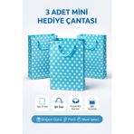 3 Adet Puantiyeli Mini Hediye Çantası 12x17 cm İpli Karton Hediyelik Parti Çantası