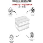 3 Adet Saklama Kabı (1 Büyük-2 Orta Boy) 4 Litre + 1,3 Litre Derin Dondurucu Mikrodalga Uyumlu - Ekru