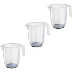 3 Adet Şeffaf Ölçü Kabı Beher Ikea 3'lü Set Plastik Ölçek Hacim: 1 Litre Ölçme Kabı Yükseklik 14 cm