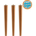 3 Adet Sehpa Masa Ayağı Ham Doğal Ahşap Kahverengi Boyalı Mobilya Aksesuar Modern Ayak Bohem 35 cm - 1