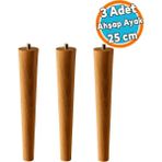 3 Adet Sehpa Masa Ayağı Ham Doğal Ahşap Kahverengi Boyalı Mobilya Kanepe Modern Bohem Ayakları 25 cm - 1