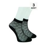 3 Adet Tül Patik Çorap - Siyah