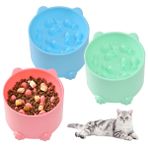 3 adet yavaş besleyici kedi mama kabı, kedi mama kabı, kedi ıslak maması, mavi/pembe/yeşil kediler, yavaş besleyici, yumurta ağı, kediler ve küçük köpekler için yükseltilmiş yem kabı