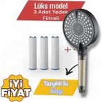3 Adet Yedek Filtreli Su Tasarruflu Kireç Önleyici Özellikli Tayzikli Model Duş Başlığı