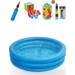 3 Boğumlu Mavi Havuz + Eğitici Set 114 X 25 Cm Havuz- Şişme Havuz 100 Top + Oyuncak - Kristal Havuz