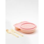 3 Bölmeli Beslenme Kutusu, Kendinden Kaşıklı Çatallı Mama Kabı,Okul Beslenme Kutusu, Çocuk Lunch Box, 3 Bölmeli Saklama Kabı, Taşınabilir Beslenme Kabı (Pembe)