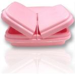 3 Bölmeli Beslenme Kutusu Kilitli Yemek Sandviç Saklama Kabı Okul Ofis Kamp Çocuk Çantası Sefer Tası - 600 ml - Açık Pembe