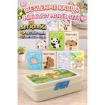 3 Bölmeli Beslenme Kutusu, Okul Beslenme Kabı, Kreş Çocuk Yemek Kabı, Çocuk Lunch Box, Okul Yemek Kutusu, Sızdırmaz Beslenme Kabı, Taşınabilir Lunch Box, 9 Kağıt Mendil (Bej)