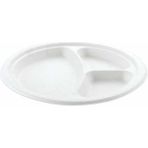 3 Bölmeli Ekolojik Karton Tabak 26 cm - 25 Adet - Beyaz