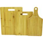3 Boy Set Ahşap Bambu Kesim Panosu 16X22 - 20X28 - 25X33CM (4887) - Renkli
