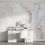 3 Boyutlu Beyaz Altın Mermer Temalı Duvar Kağıdı dkm-658 800 x 260