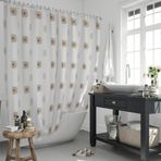 3 Boyutlu Duş Perdesi-Kahverengi Kareli Banyo Perdesi, Lüx Küvet Perdesi 180x200cm Duşakabin Perde
