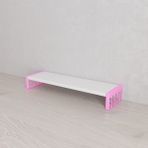 3 Boyutlu Hepsi Monitör Yükseltici Model No : 1 - Pembe Bilgisayar Ekran Yükseltici - Pembe Renkli Altıgen Desenli Tasarım - Beyaz Mdflam