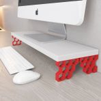 3 Boyutlu Hepsi Monitör Yükseltici Model No : 3 - Bilgisayar Ekran Yükseltici - Renkli Altıgen Desenli Tasarım - Kırmızı