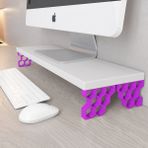 3 Boyutlu Hepsi Monitör Yükseltici Model No : 3 - Bilgisayar Ekran Yükseltici - Renkli Altıgen Desenli Tasarım - Mor
