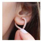 3 Boyutlu Kalp Rose Gold Kaplama Gümüş Küpe
