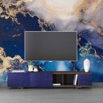 3 Boyutlu Lacivert Beyaz Mermer Desenli Duvar Kağıdı dkm-716 225 x 200