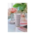 3 Bubble Two-Cap Straw Tumbler Çelik Termos 600 ml Lilac Hint ST-245