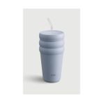 3 Bubble Two-Cap Straw Tumbler Çelik Termos 600 ml Zen Blue ST-246