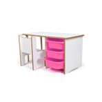3 Çekmeceli Oyun, Aktivite, Etkinlik Masası, Beyaz-Pembe, 18mm MDF