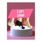3 Çift Babet Çorap Görünmez Spor Yoga Pilates Kaymaz Silikon Taban 36-40 Siyah Beyaz Krem Dikişsiz