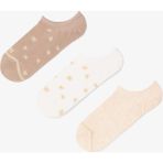 3 Çift Pamuklu Altın Yıldız Desenli Sneaker Çorap - Ten