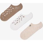 3 Çift Pamuklu Kedi Desenli Sneaker Çorap - Ten