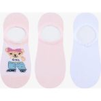 3 Çift Pamuklu Teddy Bear Ayı Desenli Sneaker Çorap - Standart - Pembe - Beyaz