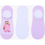 3 Çift Pamuklu Teddy Bear Ayı Sneaker Çorap - Standart - Mor