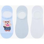 3 Çift Pamuklu Teddy Bear Ayı Sneaker Çorap - Standart - Renkli