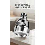 3 Fonksiyonlu Döner Krom Musluk Ucu Su Tasarruflu Aparat