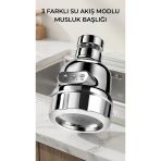 3 Fonksiyonlu Krom Su Tasarruflu Döner Musluk Ucu Mutfak Banyo Aparatı