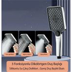 3 Fonksiyonlu Yüksek Basınçlı Kare Duş Başlığı, Ayarlanabilir, Metalik - Seçenek 1