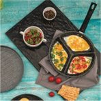3 Gözlü Tava 24 Cm, Yumurta Omlet Krep 3 Bölmeli Non-Stick Tava - --