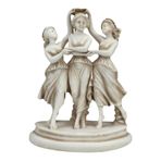 3 Graces Charites Yunan Roma Güzellik Tanrıçaları Küçük Heykel Gri Patina