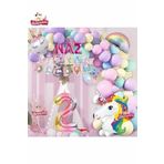 3 Harfli 2 Yaş Unicorn Temalı Iyi Ki Doğdun Makaron Balon Doğum Günü Parti Kutlama Seti Süsü