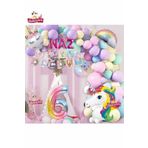 3 Harfli 6 Yaş Unicorn Temalı Iyi Ki Doğdun Makaron Balon Doğum Günü Parti Kutlama Seti Süsü