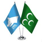 3 Hilal Osmanlı-Türk Yazılı Göktürk-Masa Bayrağı