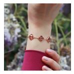 3 İkonik Alhambra Yonca Zultanit Taşlı Rose Gold Kaplama Asansörlü Bileklik