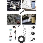 3-In-1 Endoskop Kamera, USB ve Android, Type-C Bağlantılı, 6 LED Işıklı, Sert Kablo,su Geçirmez,yılan Kamera, Borescope - 15 Metre