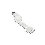 3 in 1 Makaralı Kablo, Apple 30 pin erkek + micro USB B erkek + mini USB B erkek <-> USB A erkek, 0.75 metre, AWG 30, USB 2.0, UL, beyaz renk