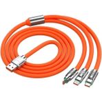 3 In 1 Type-C + Micro USB + Lightning Hızlı Şarj Kablosu Silikon Kablo 1 Metre Opp Ambalaj - Çok Renkli - 1 GB