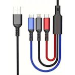 3 İn1 Lightning-Micro-Type-C 100W Hızlı Çoklu Şarj Kablosu 3A 1.2M Siyah
