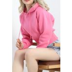 3 İplik Kapşonlu Crop Sweat Pembe - 20967.1878.